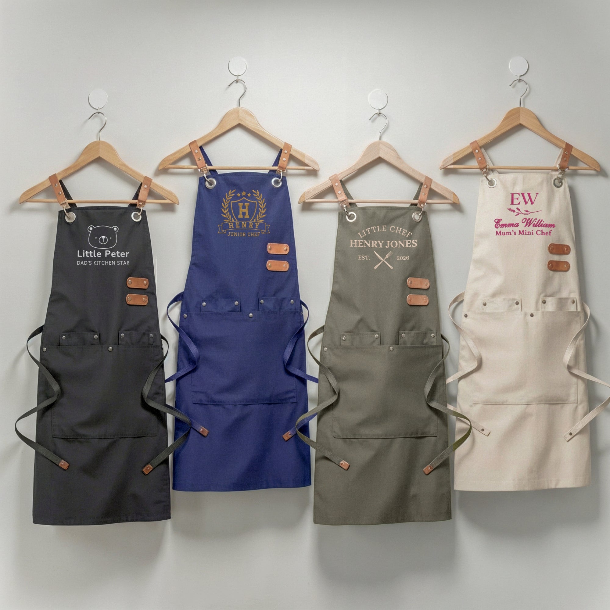 Custom Embroidered Kid Crossover Pocket Apron, Personalised Adjustable Little Chef Kitchen Workshop Baby Handyman Garden Helper Children Bib