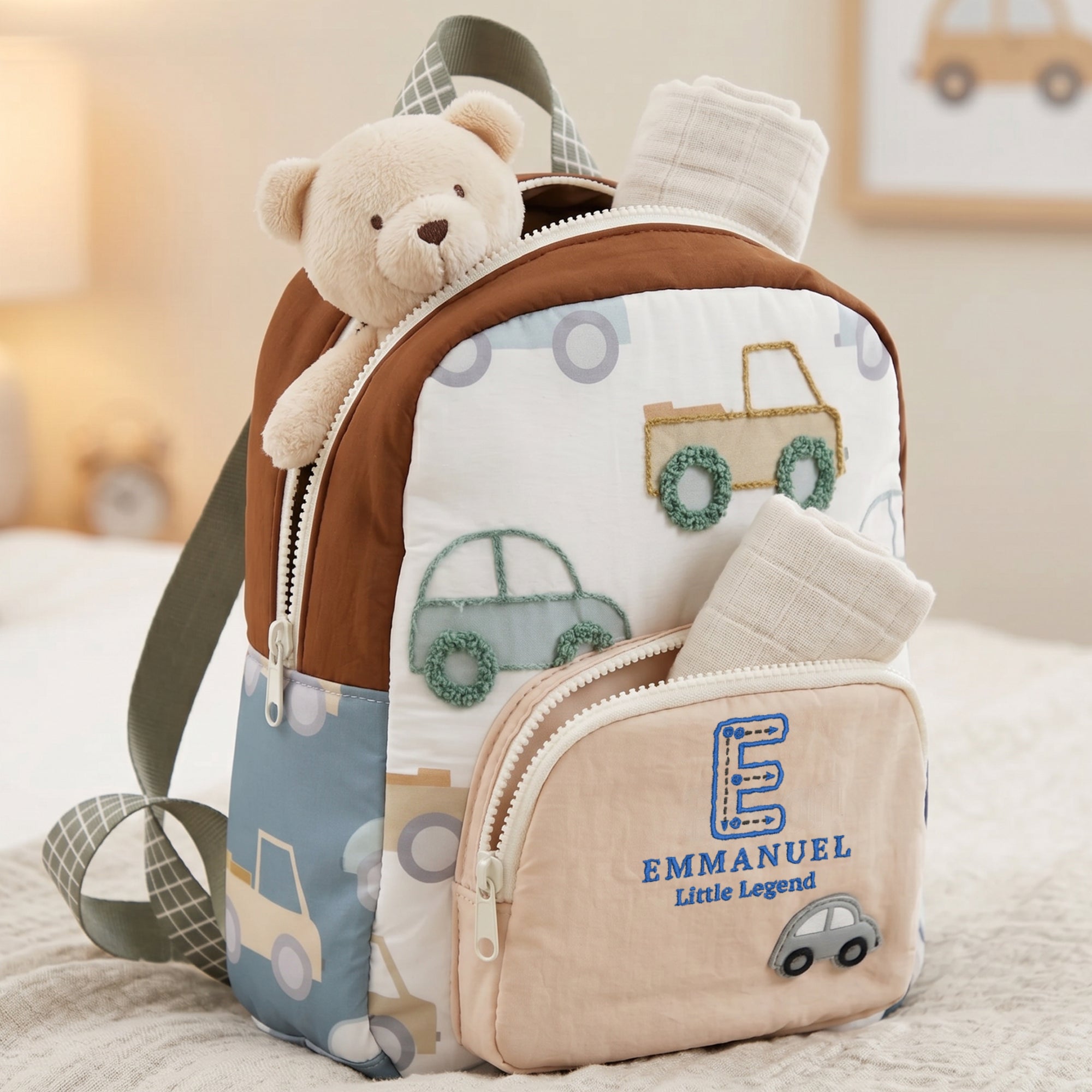 Custom Embroidered Kids Boy & Girl Backpack, Personalised Name Zipper Toddler Kindergarten School Bag, Baby Birthday Gift, Baptism Keepsake