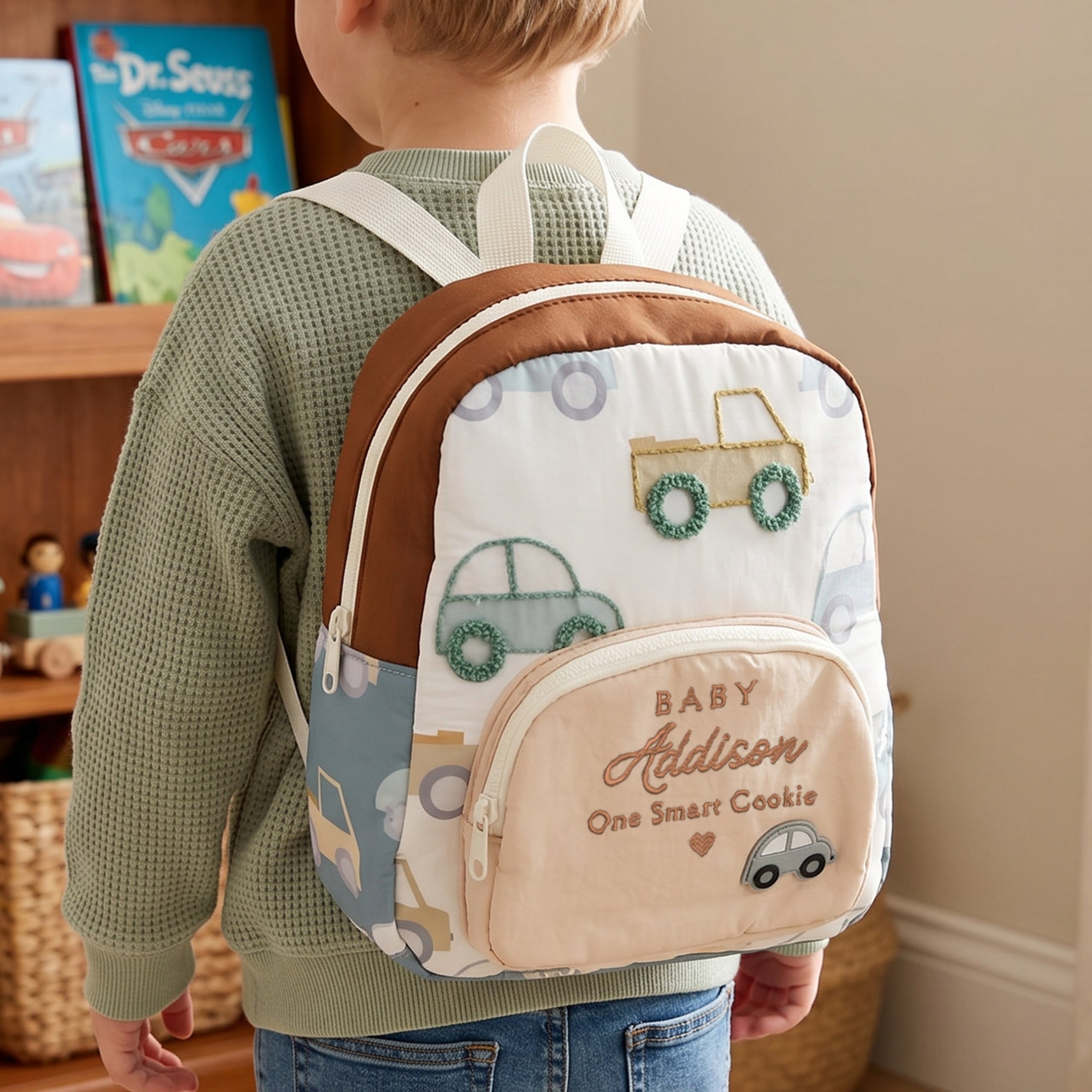 Custom Embroidered Kids Boy &amp; Girl Backpack, Personalised Name Zipper Toddler Kindergarten School Bag, Baby Birthday Gift, Baptism Keepsake