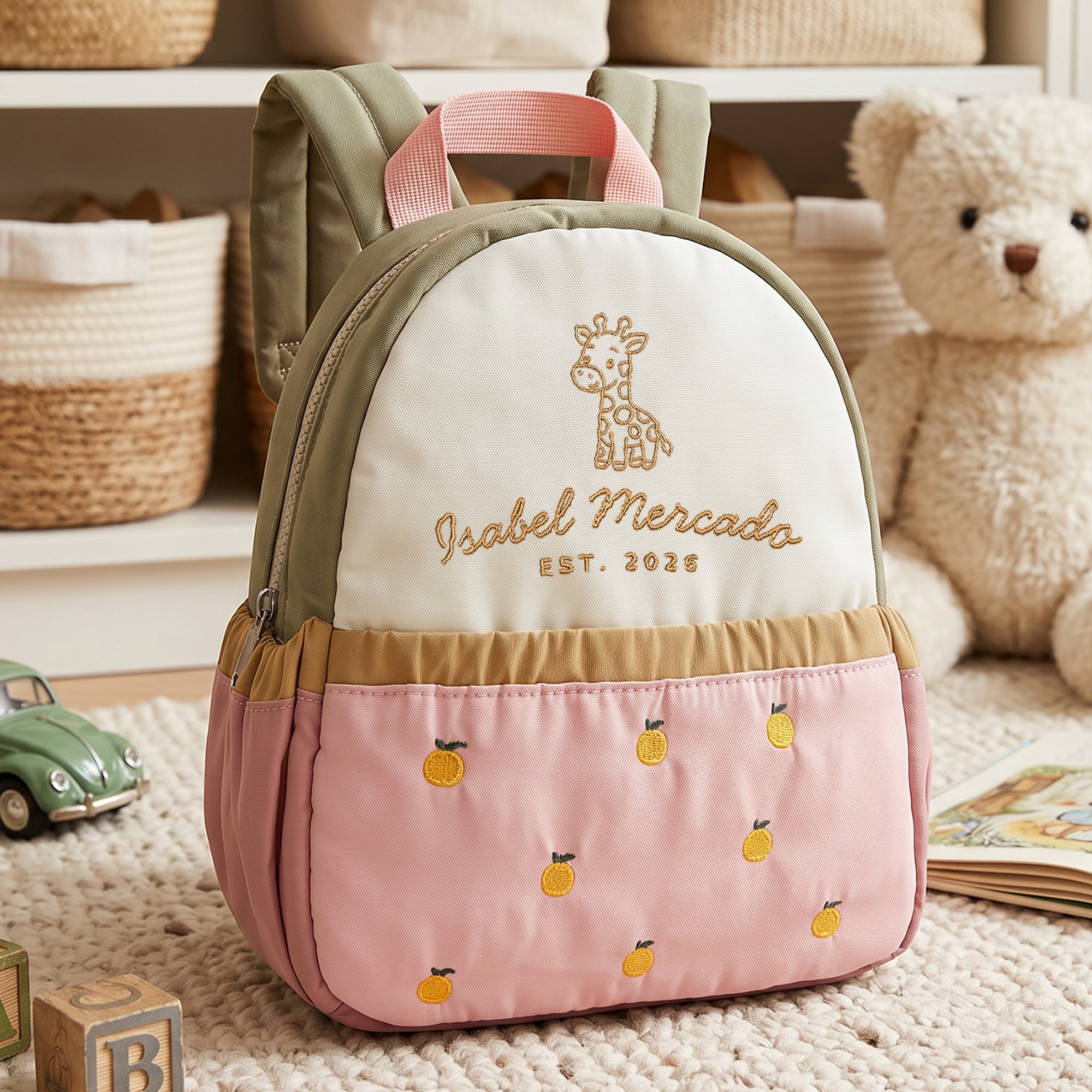 Custom Embroidered Kids Boy & Girl Backpack, Personalised Name Zipper Toddler Kindergarten School Bag, Baby Birthday Gift, Baptism Keepsake