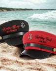 Custom Embroidered Nautical Captain Cap & Anchor, Personalised First Mate, Yatch Sailor Hat, Bachelor Hens Party, Groomsman, Bridesmaid Gift