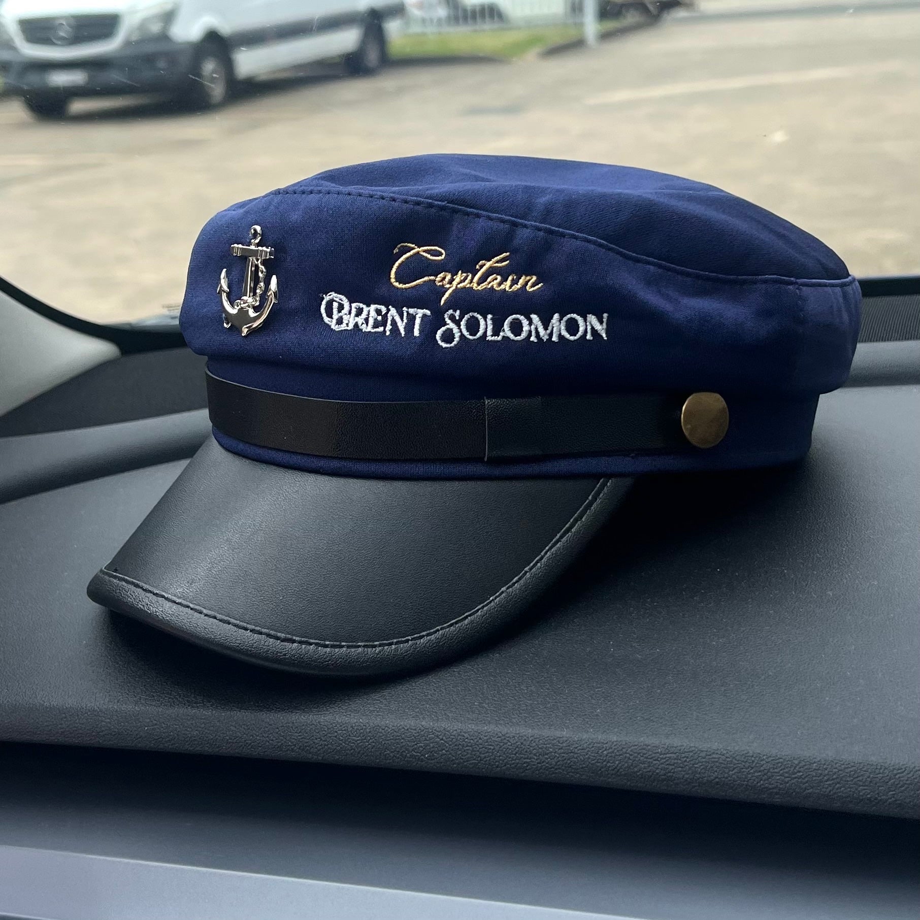 Custom Embroidered Nautical Captain Cap &amp; Anchor, Personalised First Mate, Yatch Sailor Hat, Bachelor Hens Party, Groomsman, Bridesmaid Gift
