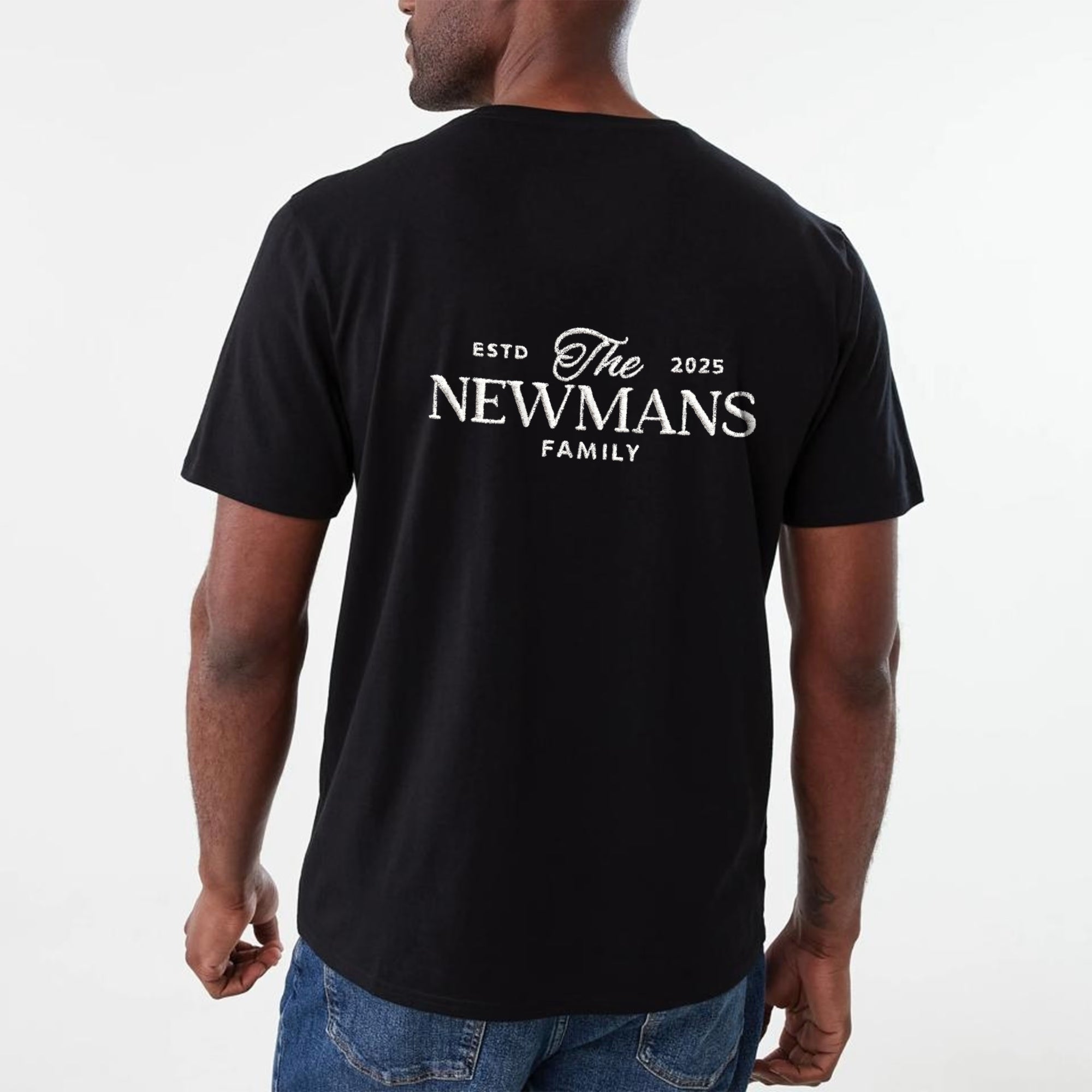 Custom Embroidered Photo Outline T-shirt, Personalised Pet Portrait, Logo Business Crewneck Tee, Family Kid Couple Birthday Anniversary Gift