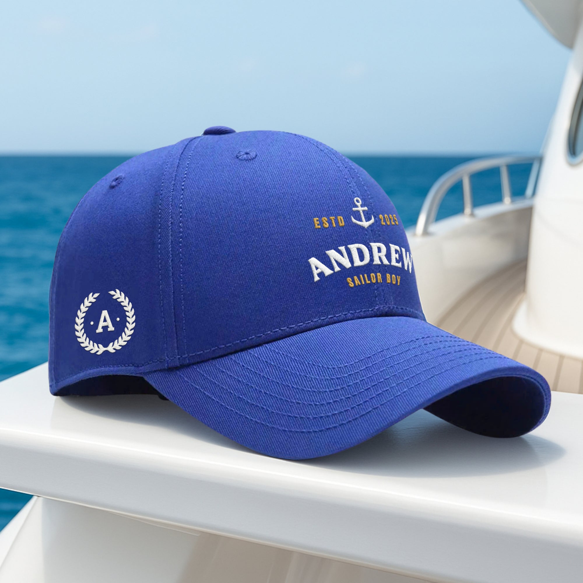 Custom Embroidered Unisex Captain Cap, Personalised Adjustable Nautical Sailing Hat, Travel Boat Yachting Crew Wedding Party Favor Xmas Gift