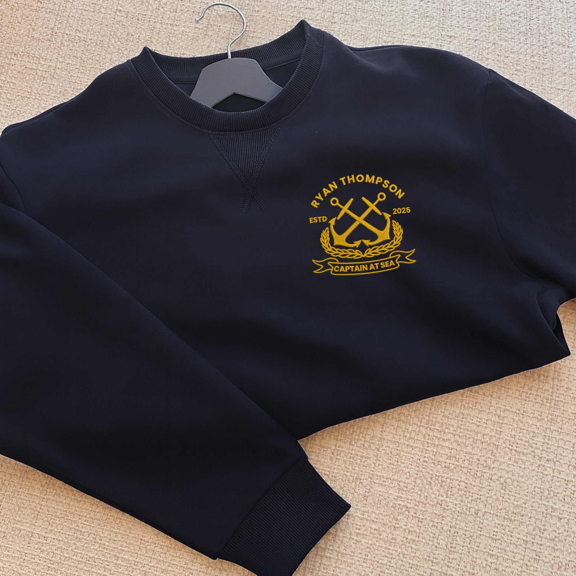 Custom Embroidered Unisex Sweatshirt, Personalised Family Jumper, Unisex Oversized Logo Crewneck Hoodie,  Birthday, Couple Mum Dad Xmas Gift