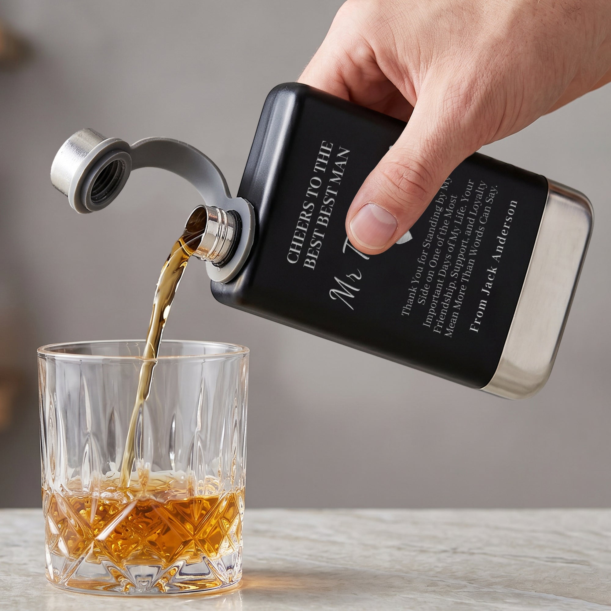 Custom Engraved 9oz Stainless Steel Pocket Hip Flask, Personalised Wedding, Groomsmen, Dad Birthday Keepsake, Logo Christmas Corporate Gift