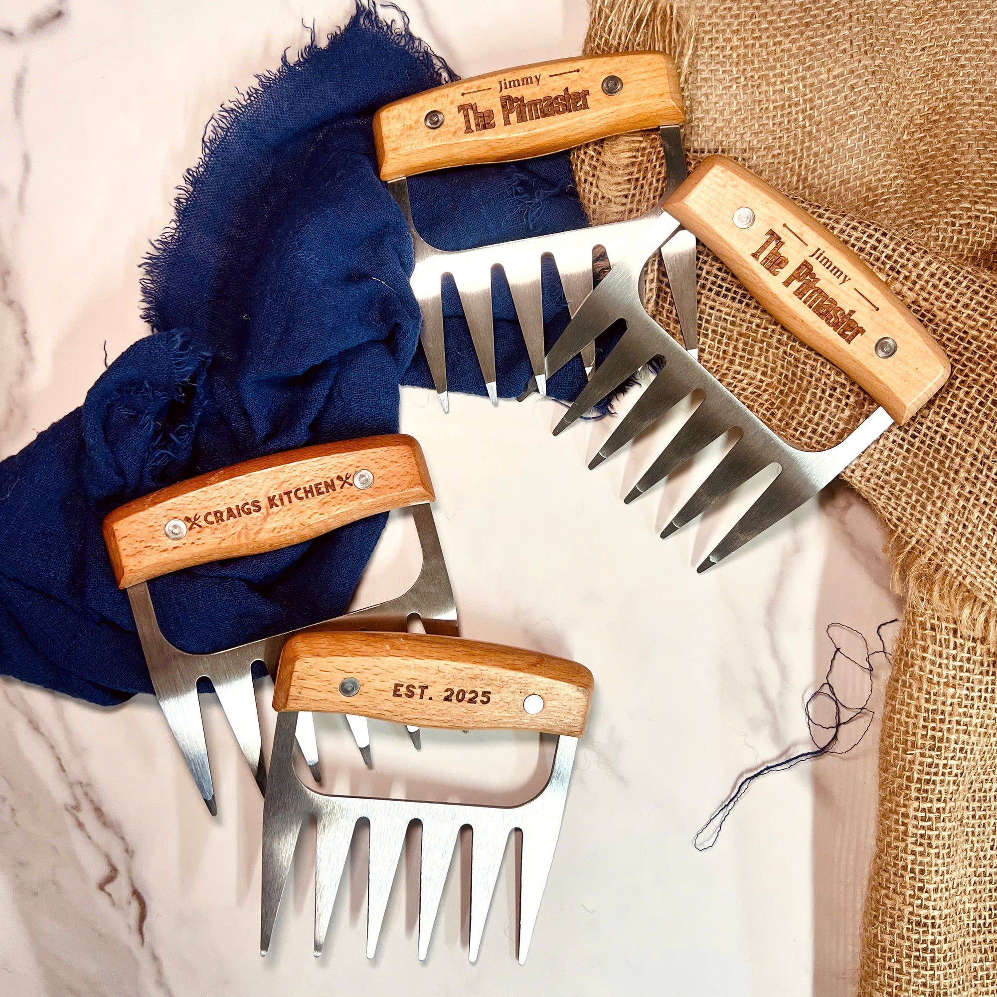 Custom Engraved BBQ Meat Claw Shredders, Personalised Grill Tool Set, Outdoor Barbecue Lover, Dad Birthday, Groomsman Housewarming Xmas Gift