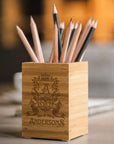 Custom Engraved Bamboo Pen Holder, Personalised Desk Organiser, Home Decor Office Accessory, Birthday Housewarming, Graduation, Teacher Gift