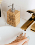 Custom Engraved Bamboo Soap Dispenser & Toothbrush Holder, Personalised Bathroom Refillable Hand Bottle, Housewarming Gift Airbnb Home Décor