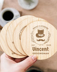 Custom Engraved Wooden Coaster Gift Set, Personalised Drink Mat, Restaurant, Wedding Favour, Birthday Christmas, Corporate Housewarming Gift