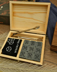 Custom Engraved 9 Charcoal Whiskey Stones Wooden Box Set, Personalised Reusable Scotch Ices, Barware Set Dad, Groomsmen, Corporate Xmas Gift