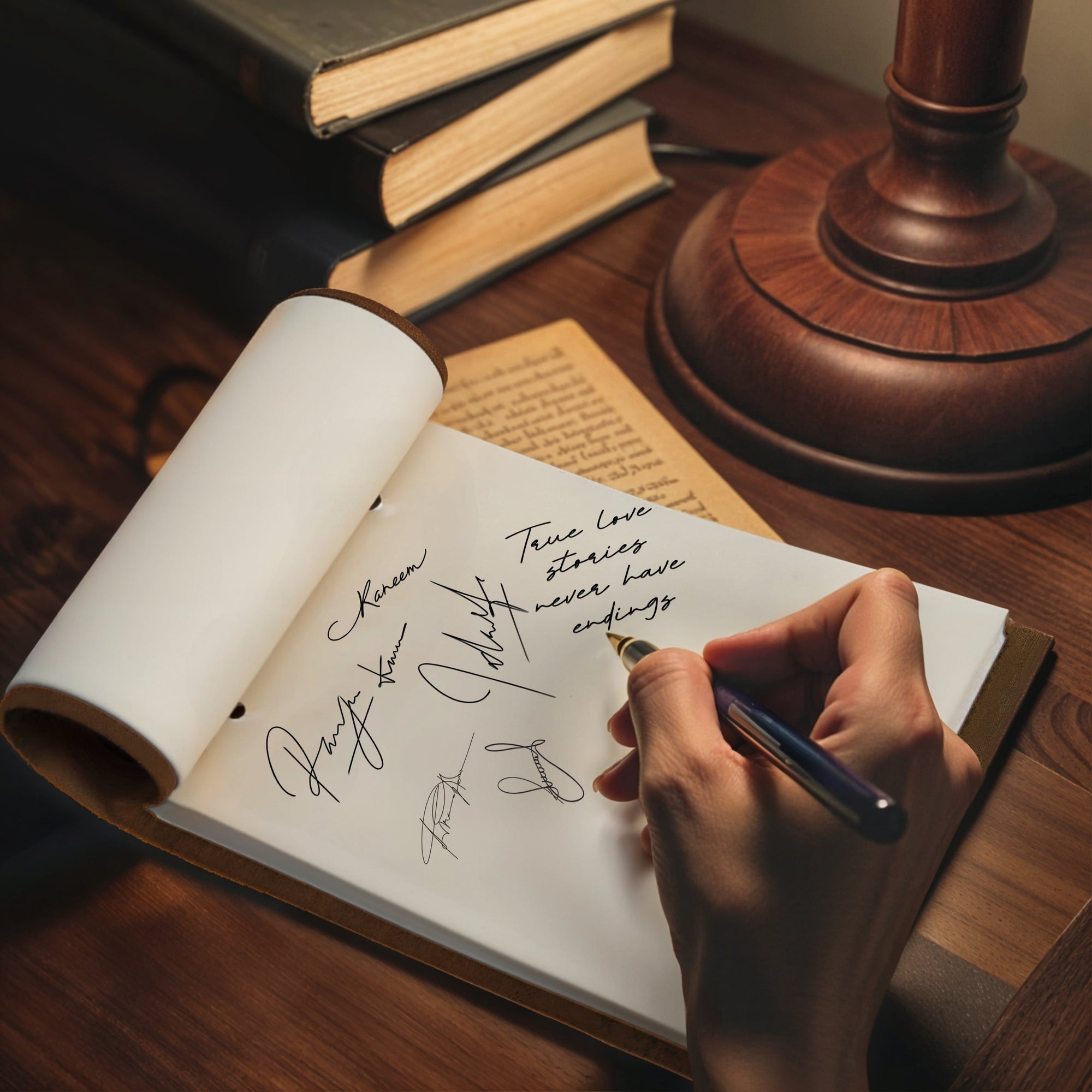 Custom Engraved Cowhide Leather A5 Vintage Wedding Guest Book, Personalised Handmade Crazy Horse Traditional Notebook Stationery Party Decor