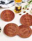 Custom Engraved Wooden Coaster Gift Set, Personalised Drink Mat, Restaurant, Wedding Favour, Birthday Christmas, Corporate Housewarming Gift