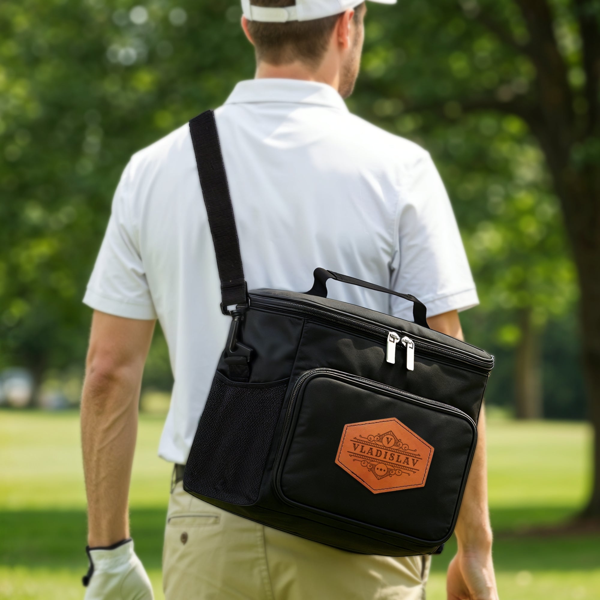 Custom Engraved Patch Insulated Golf Cooler Bag, Personalised Logo Beer Picnic Grocery Lunch Storage, Groomsman Dad Corporate Christmas Gift