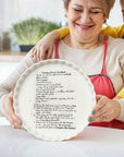 Custom Engraved Recipe & Photo White Porcelain Round Baking Tray, Personalised Portrait Quiches Tart Pie Dish, Kitchen Keepsake Grandma Gift