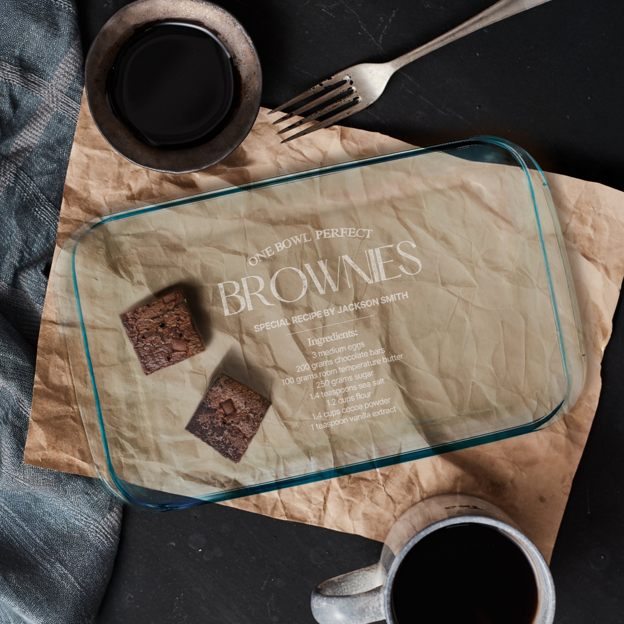 Custom Engraved Recipe Rectangle Glass Baking Tray, Personalised Handwritten Photo Pie Dish, Kitchenware Housewarming Grandma Christmas Gift