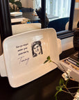 Custom Engraved Rectangle White Porcelain Baking Tray, Personalised Portrait Pie Dish, Kitchen Keepsake, Housewarming Grandma Christmas Gift