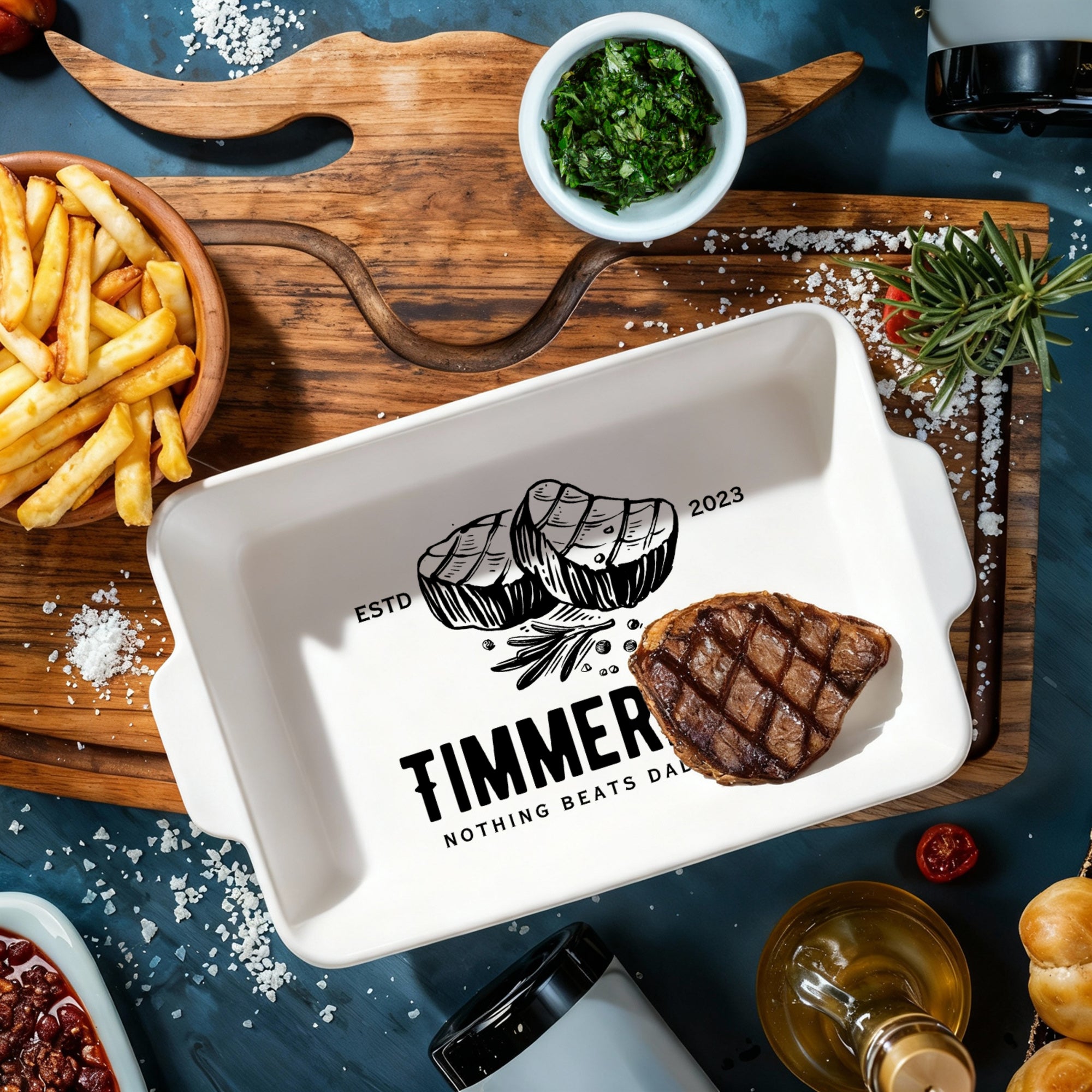 Custom Engraved Rectangle White Porcelain Baking Tray, Personalised Portrait Pie Dish, Kitchen Keepsake, Housewarming Grandma Christmas Gift