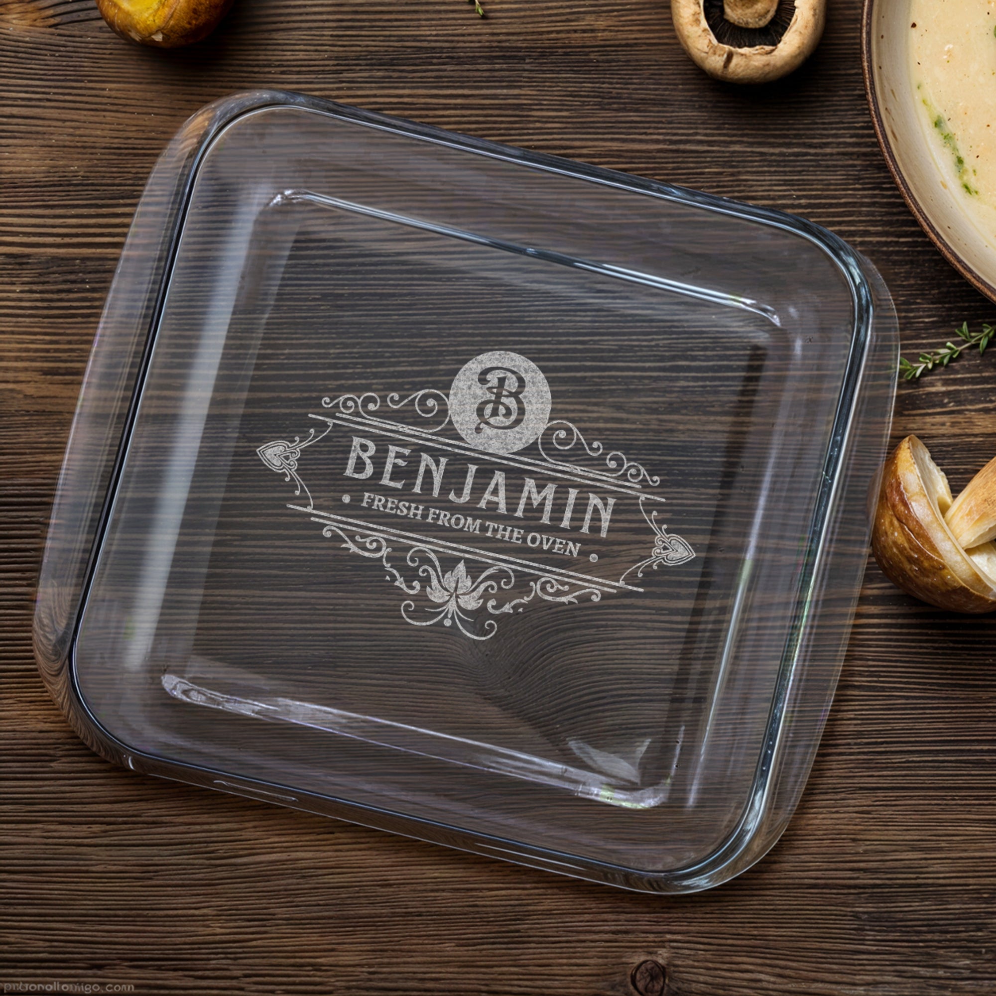 Custom Engraved Square Glass Baking Tray, Personalised Casseroles, Dessert, Pie Dish, Tableware, Mom Dad Kitchen Housewarming Christmas Gift