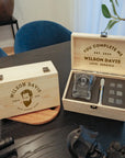 Custom Etched Whiskey Wooden Box, Star Base Scotch Glass, 6 Ice Stones & Tongs, Personalised Logo Barware Set, Groomsman Corporate Xmas Gift