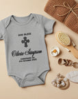 Custom Embroidered Baby Name Short Sleeve Bodysuit, Personalised Christening Keepsake, Birthday Shower, Pregnancy Announcement, New Mom Gift