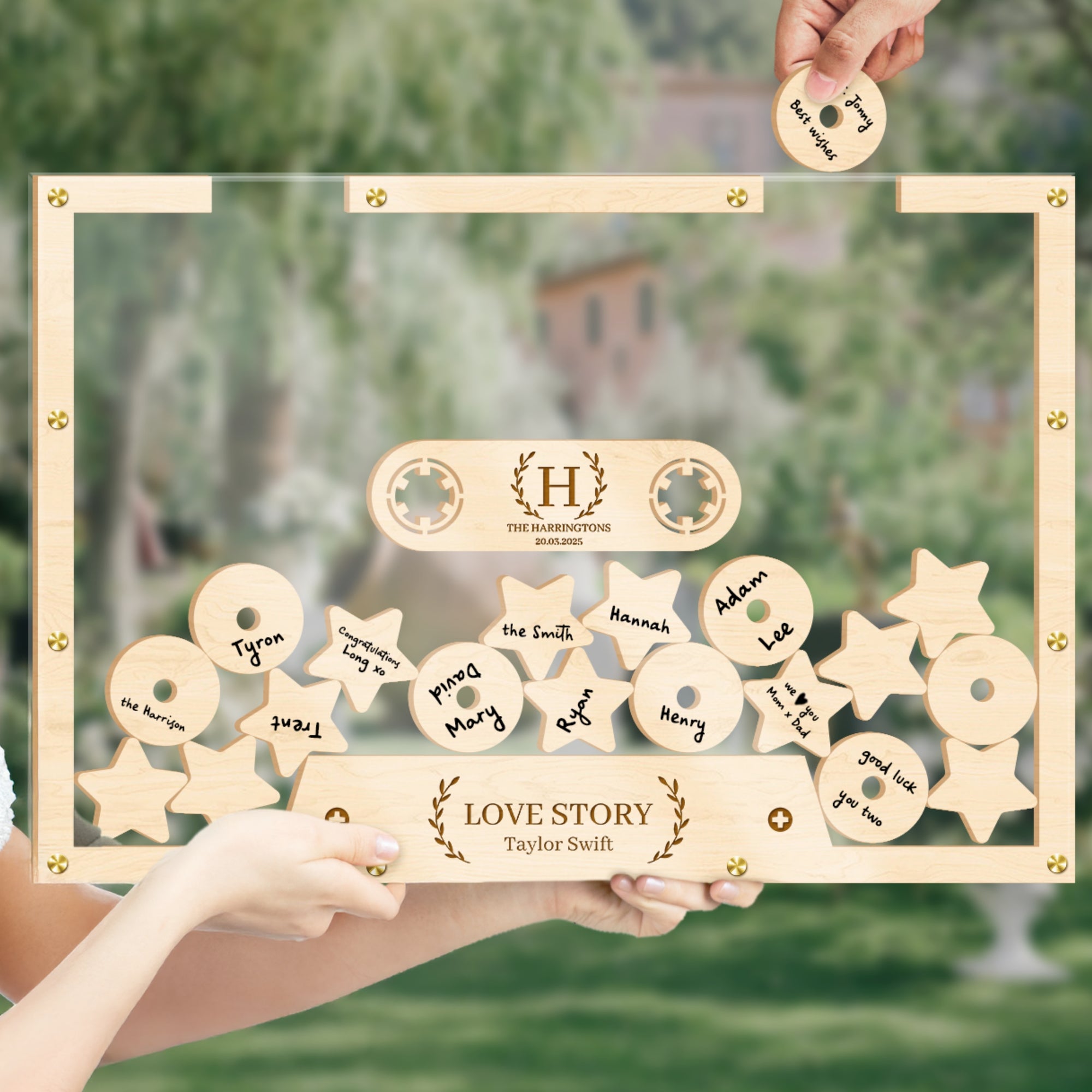 Custom Laser Cut Plywood &amp; Acrylic Retro Cassette Tape Wedding Drop Box, Personalised Guest Book Alternative, Rustic Stationery Table Decor