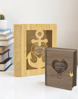 Custom Laser Cut Wooden Book Box, Personalised Wedding Favours, Birthday Keepsake Chest Photo Storage, Christmas, Engagement, Corporate Gift