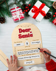 Custom Made 3D Raised Acrylic Dear Santa Letter Wish List Board Wooden Plaque | Christmas Erasable Sign, Holiday Gift Xmas Party Event Decor