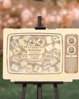 Custom Made Laser Cut Plywood & Acrylic Retro TV Wedding Chips Drop Box, Rustic Personalised Guest Book Alternative, Stationery Table Decor