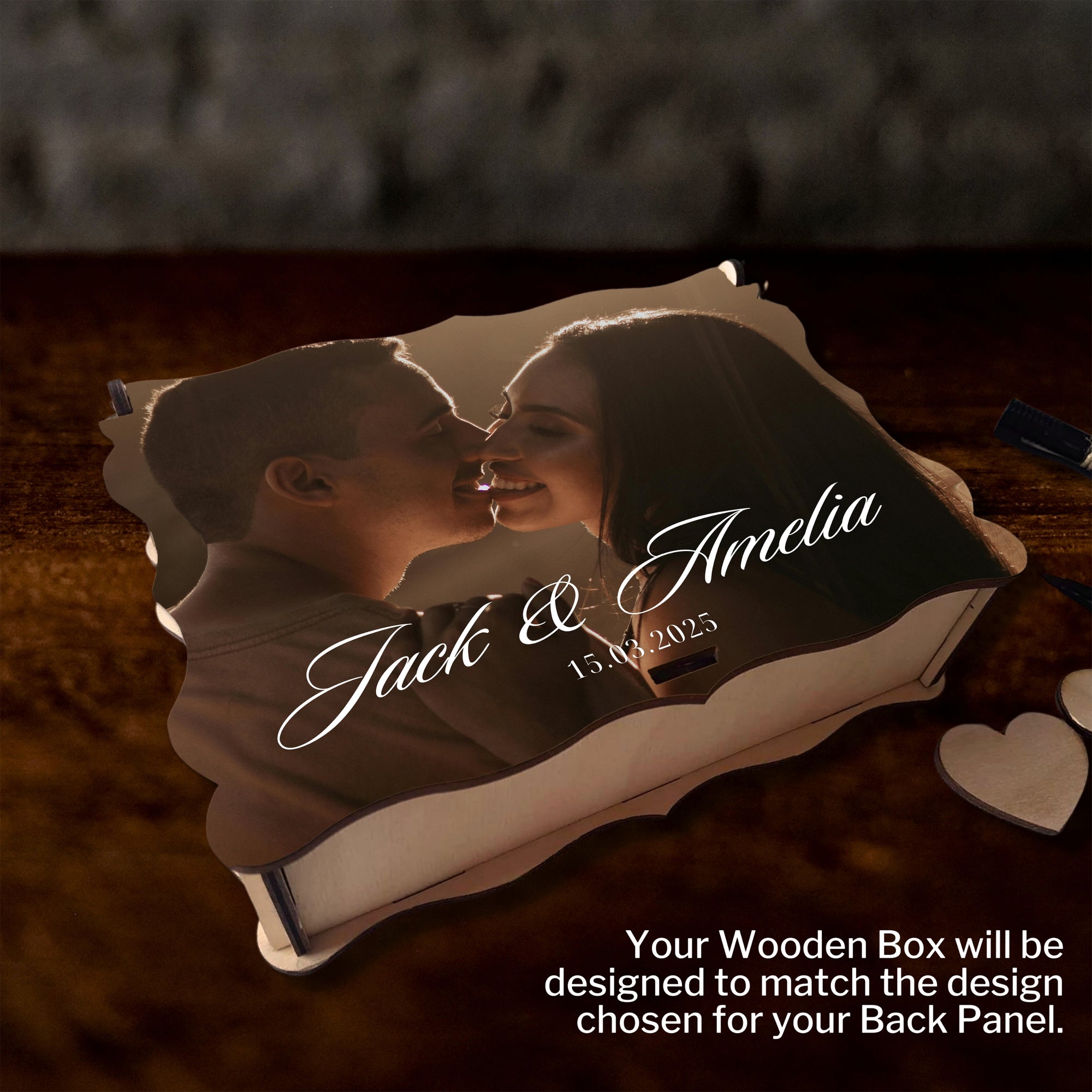 Custom Made Laser Cut Plywood &amp; Acrylic Retro TV Wedding Couple Photo Drop Box, Personalised Guest Book Alternative Vintage Stationery Decor