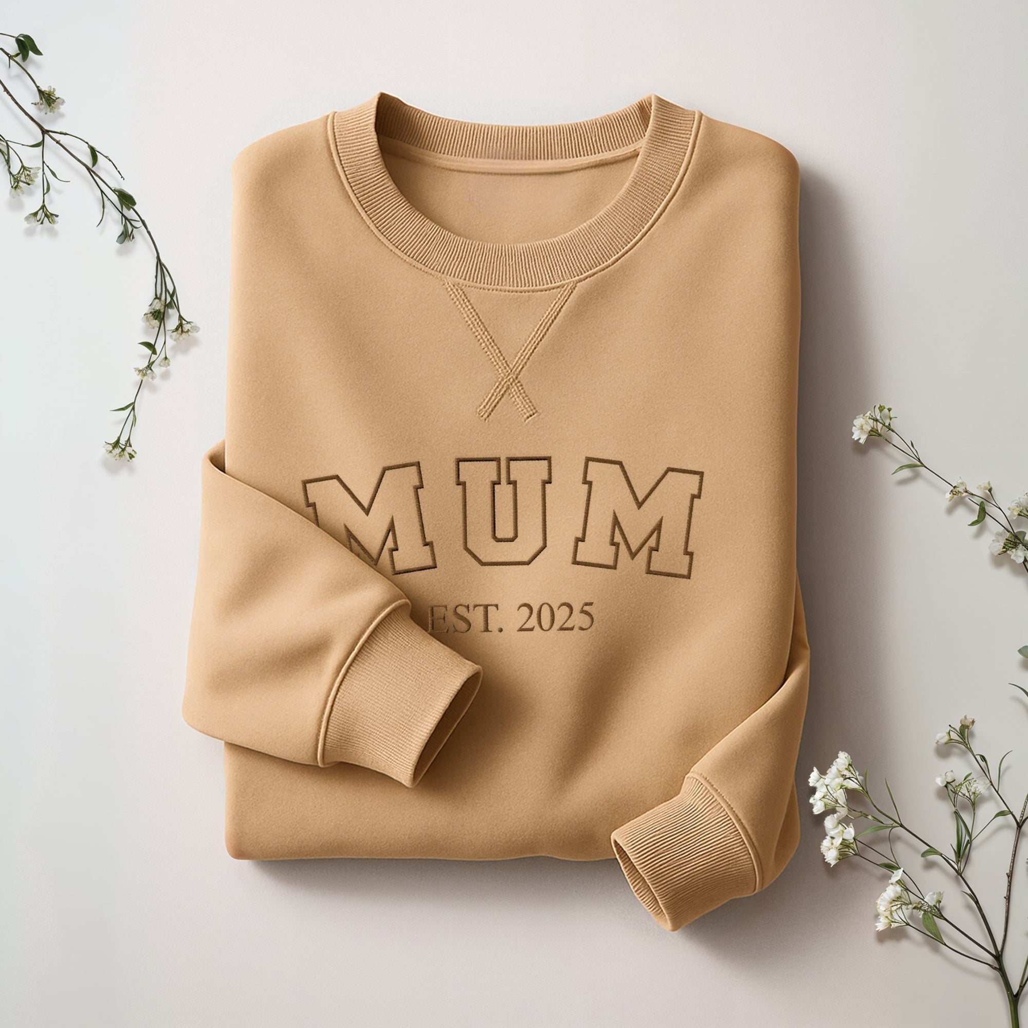 Custom Mother, Father Embroidered Unisex Sweatshirt, Personalised Family Jumper Unisex Oversized Crewneck Mum/ Mom/ Dad Embroidery Xmas Gift