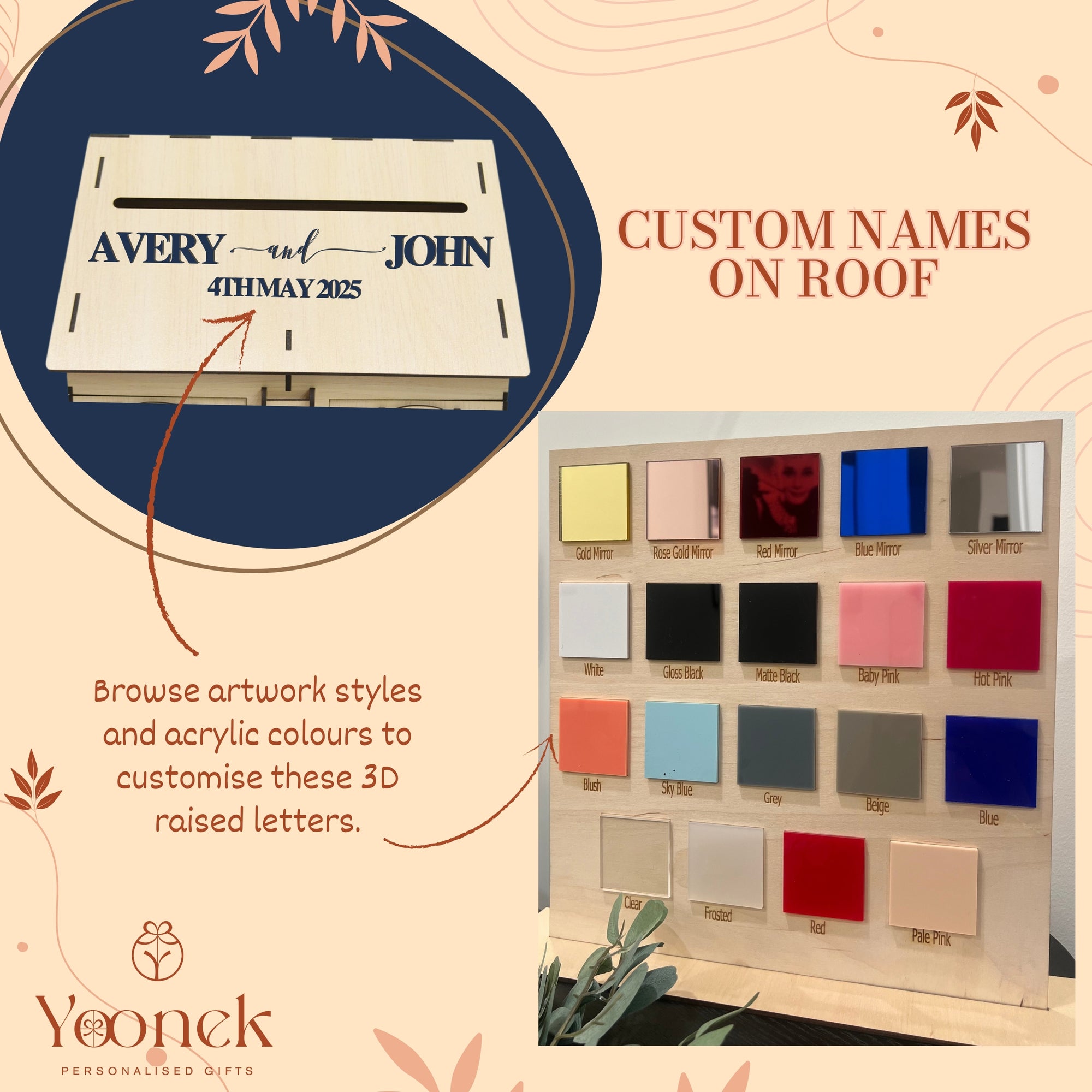 Custom Wooden House Wedding Post Box &amp; 3D Acrylic Text, Personalised Rustic Wishing Well Holder, Money Storage, Envelope Card Trinket, Gift