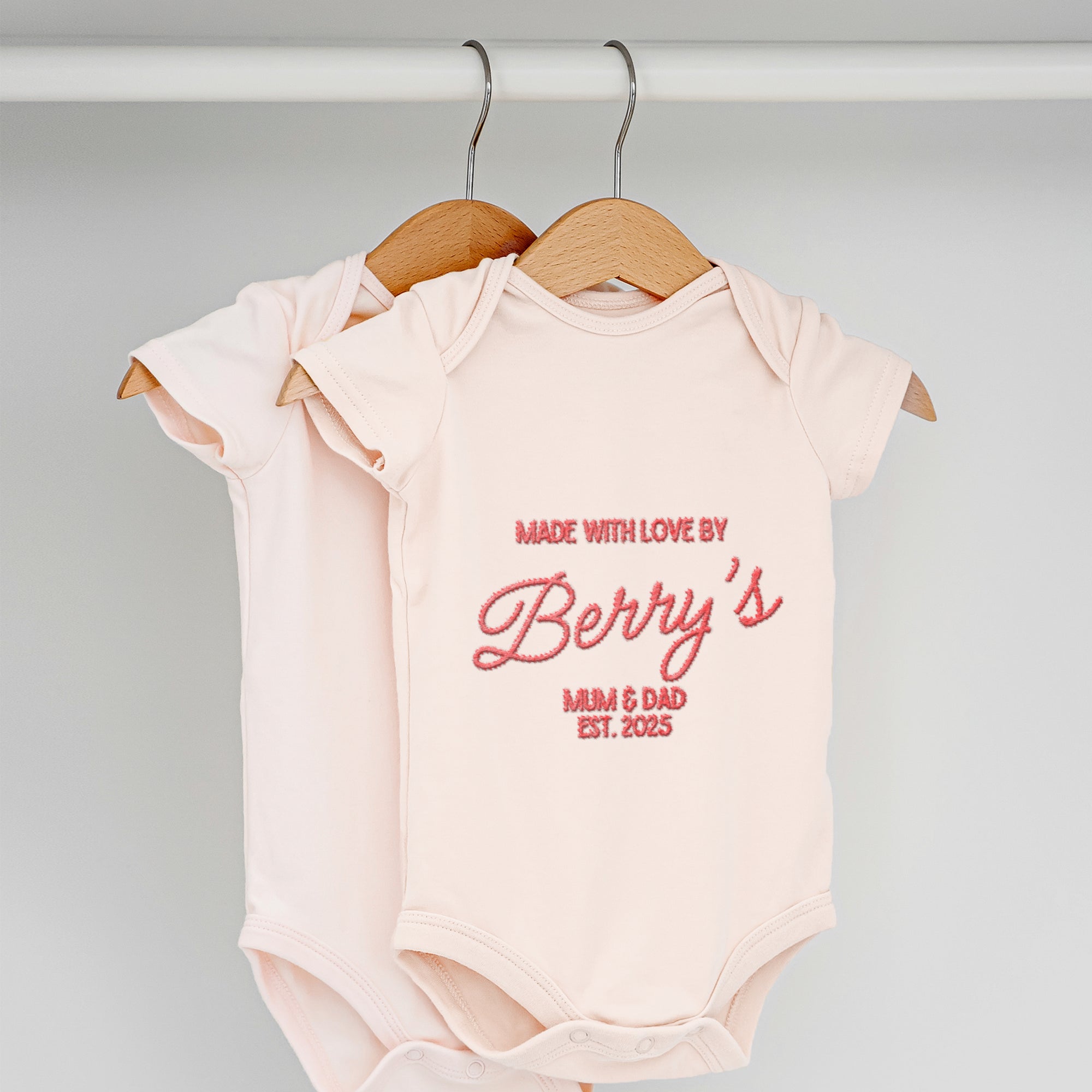 Custom Embroidered Baby Name Short Sleeve Bodysuit, Personalised Christening Keepsake, Birthday Shower, Pregnancy Announcement, New Mom Gift