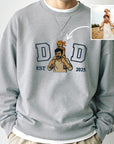 Custom Photo Embroidered Dad Sweatshirt, Personalised Family Portrait Jumper, Oversized Crewneck Name Embroidery, Father's Day, Gift for Him