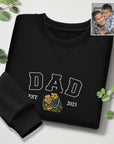 Custom Photo Embroidered Dad Sweatshirt, Personalised Family Portrait Jumper, Oversized Crewneck Name Embroidery, Father's Day, Gift for Him