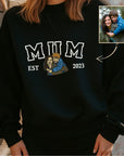 Custom Photo Embroidered Mum Sweatshirt, Personalised Family Portrait Jumper, Oversized Crewneck Name Embroidery, Mother's Day, Gift for Mom