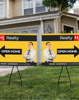 Custom Print Business Corflute Sign & Metal Ground Spike, Corrugated Poster Real Estate Pointer Signage Stakes, Advertising Yard Lawn Stands