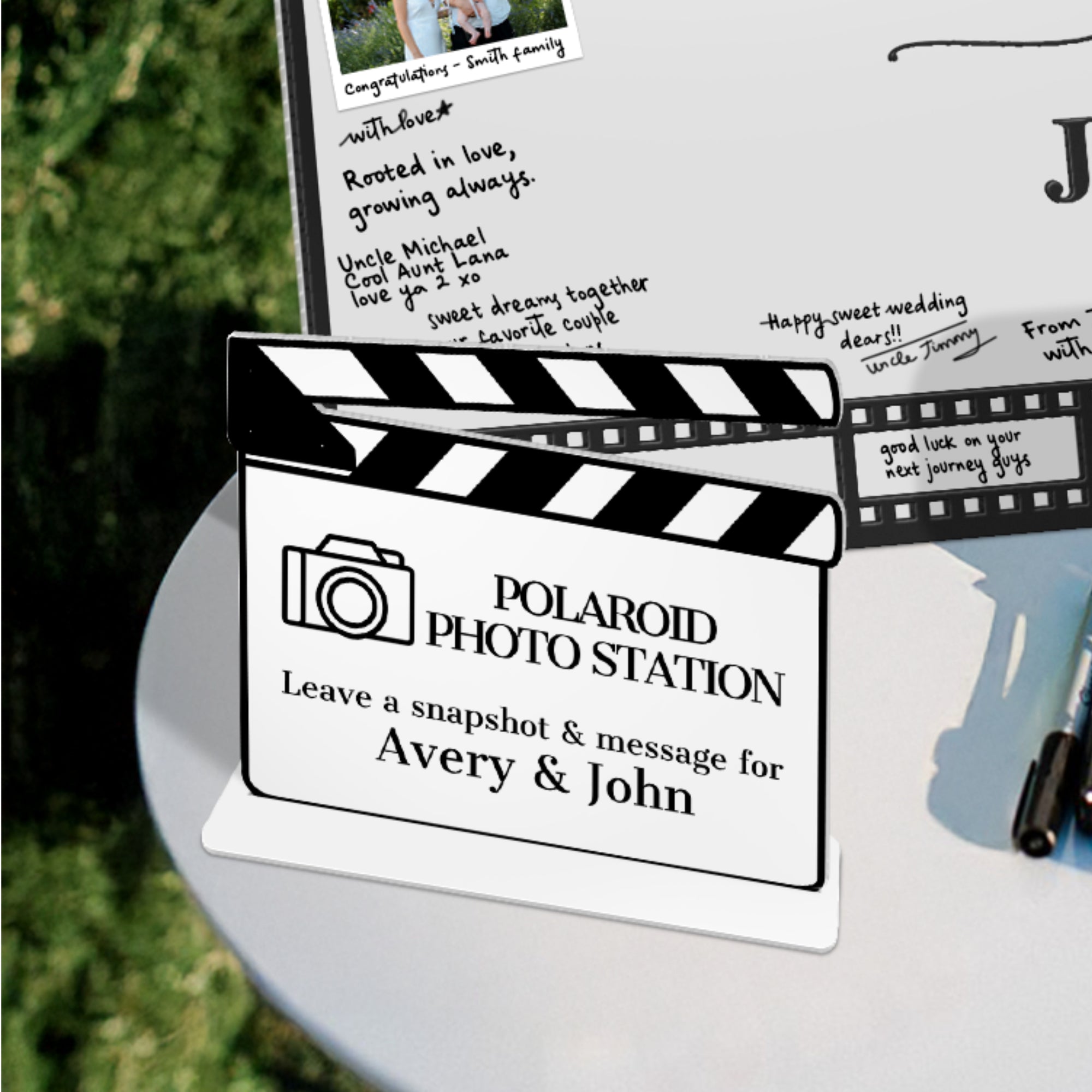 Custom Print Acrylic Clapperboard Cinefilm Guestbook Sign, Personalised Photo Station Wishing Well, Memorial Signage, Vintage Wedding Decor