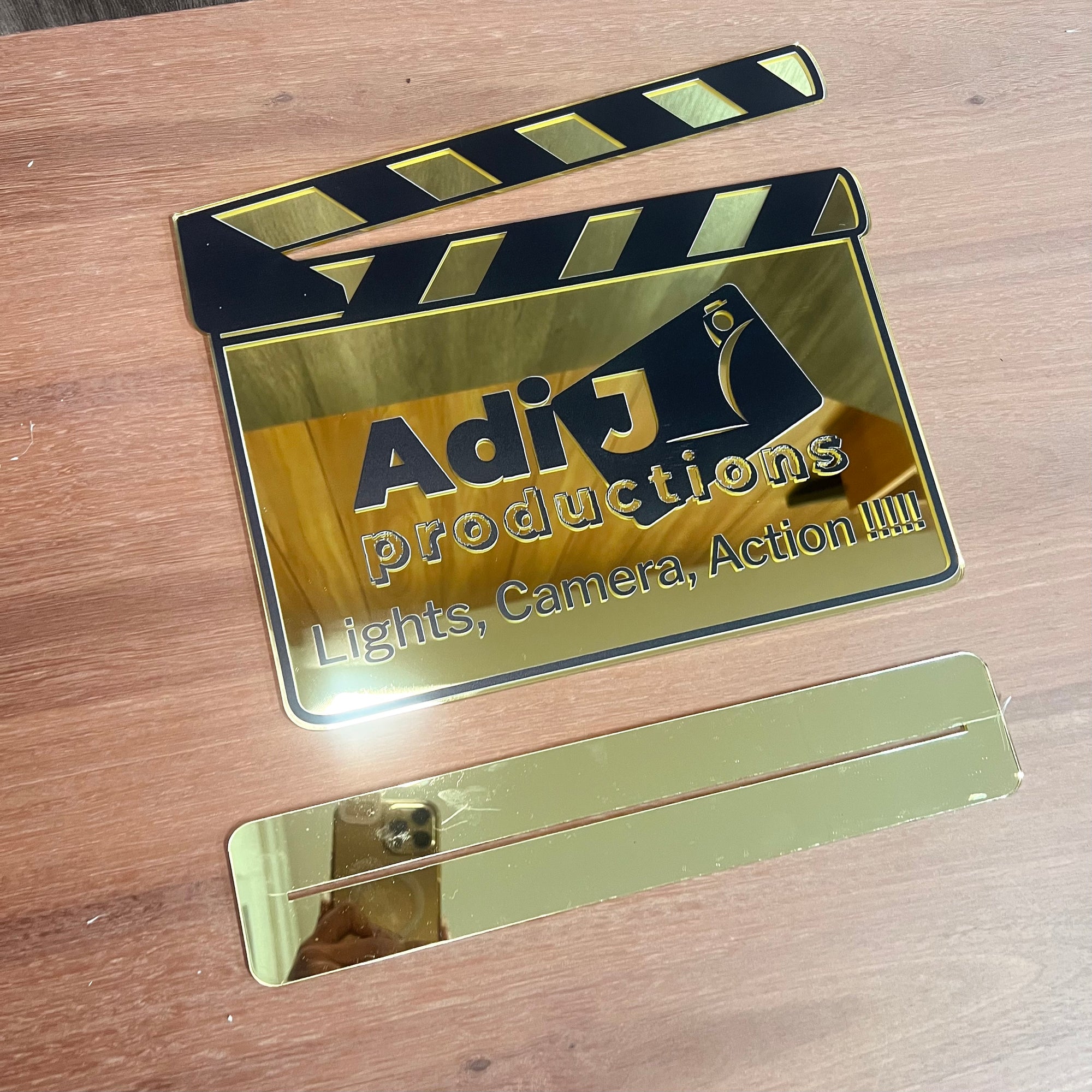 Custom Print Mirror Gold Acrylic Clapperboard Cinefilm Guestbook Sign, Personalised Photo Station Wishing Well, Memorial Signage, Vintage Wedding Decor