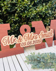 Custom 3D Triple Layer Wooden Initials Wedding Sign, Personalised Guest Book Alternative, Reception Party Welcome Decor Anniversary Keepsake