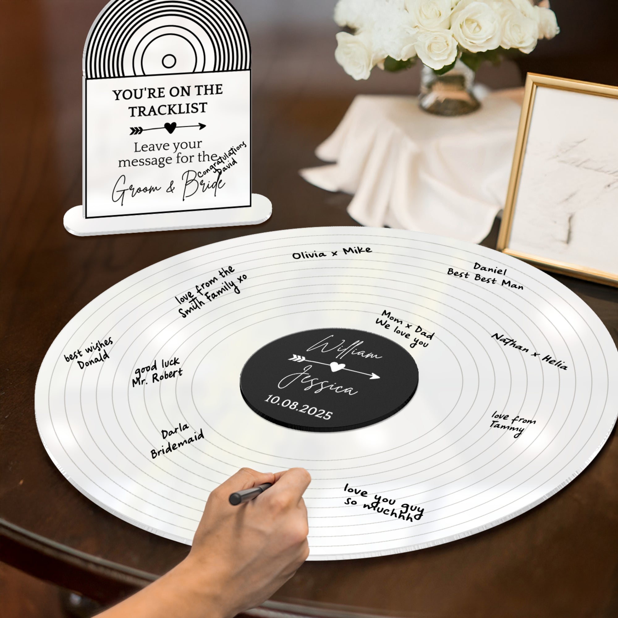 Custom Acrylic Record Vinyl Wedding Sign, Personalised Guest Book Alternative Welcome Signage, Music Lovesong Couple Decor, Anniversary Gift
