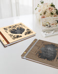 Custom Wooden Laser Cut Cover & Engraved Acrylic Wedding Guest Book, Personalised Traditional Pattern Guestbook Keepsake, Rustic Party Decor