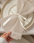 Custom Embroidered Linen Cloth Napkin, Personalised Guest Table Name Place Towel Logo Handkerchief Embroidery Wedding Favor Anniversary Gift