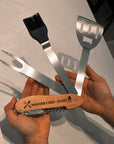 Personalised 5 in 1 Foldable BBQ Tool, Custom Engraved Logo Barbecue Spatula & Multi Grill Tools, Dad, Housewarming Groomsman Corporate Gift