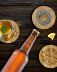 Custom Engraved Bamboo Magnetic Fridge Opener, Personalised Logo Wooden Drink Mat/ Coaster, Wedding Favour/ Housewarming Xmas Corporate Gift