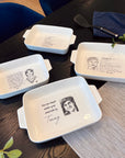Custom Engraved Recipe & Photo Rectangle Porcelain Baking Dish