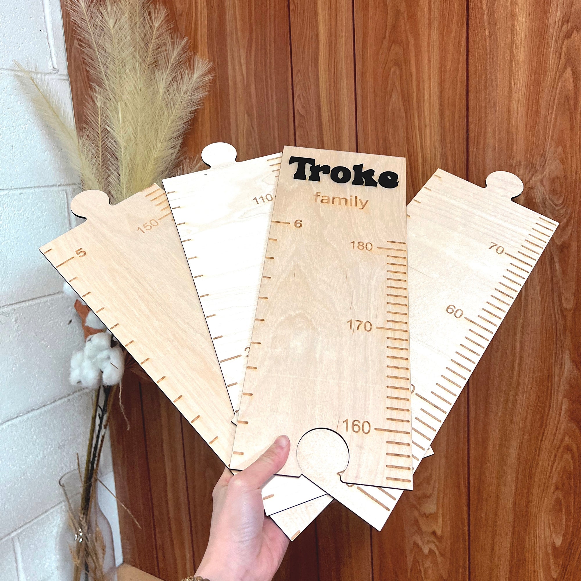 Custom Made 3D Raised Name Wooden Kid Height Chart, Personalised Laser Cut &amp; Engraved Family Growth Ruler Record, Nursery Wall Decor Gift