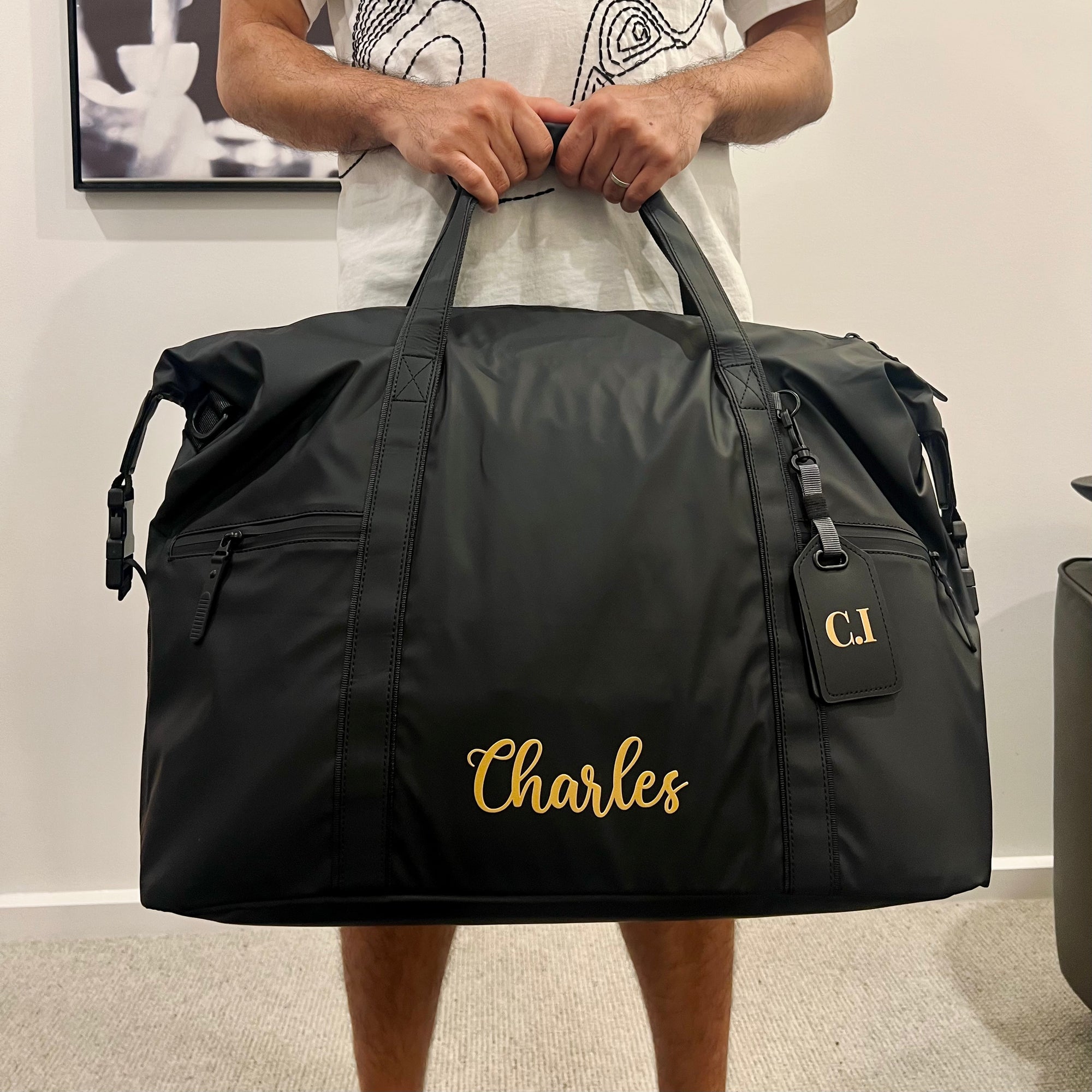 Personalised Gym Duffle Bag, Custom Print Travel/ Sport/ Fitness Light Waterproof Carry On Weekender Storage Barrel Bag, Groomsmen, Dad Gift