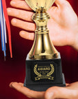 Metal Golden Trophy Cup & Custom Engraved Plaque, Personalised Award Winner, Sport, Staff, Teacher, Employee, Dad Celebration Gift Keepsake