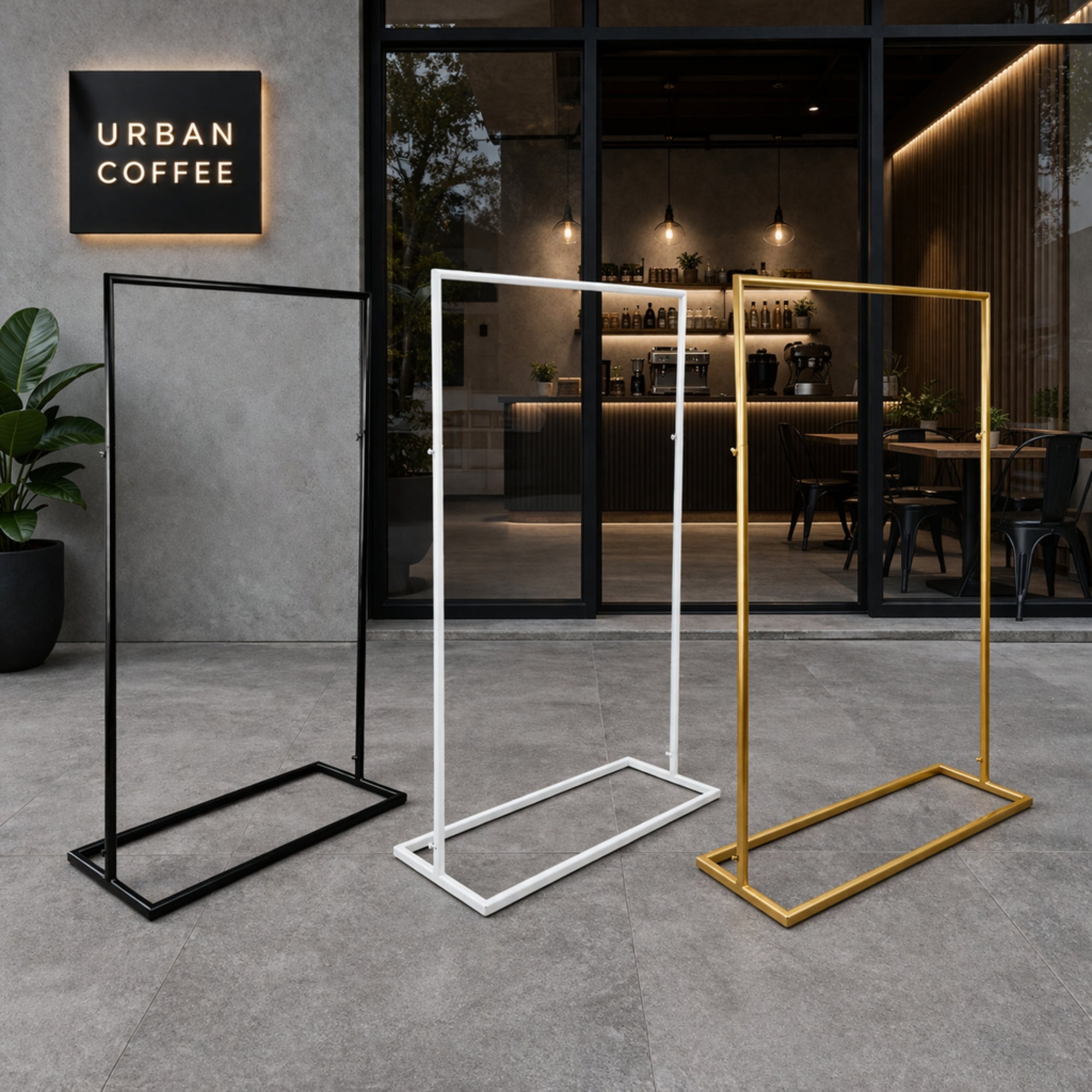 Metal Hanging Strap Swing Frame &amp; Custom Print Aluminum A1 Panel, Outdoor Sidewalk Footpath Retail, Cafe, Restaurant Business Advertise Sign